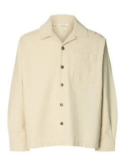 Selected paitatakki SLHRLXRAY Undyed Overshirt, Raw Cotton Undyed