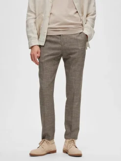 Selected pellavahousut, OASIS LINEN TROUSER Keskiruskea