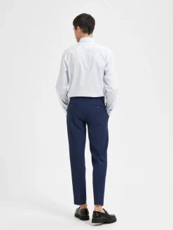 Selected pellavahousut, OASIS LINEN TROUSER Tummansininen