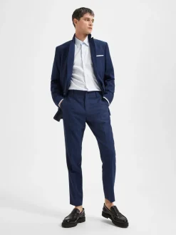 Selected pellavahousut, OASIS LINEN TROUSER Tummansininen