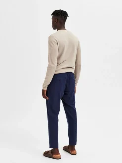 Selected pellavahousut, SLIM TAPE BRODY LINEN PANT Tummansininen