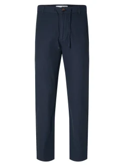 Selected pellavahousut, SLIM TAPE BRODY LINEN PANT Tummansininen