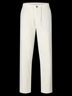 Selected pellavahousut, SLIM TAPE BRODY LINEN PANT Cloud Dancer
