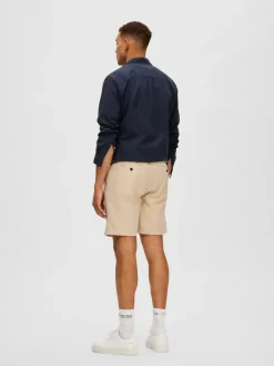Selected shortsit, COMFORT BRODY LINEN SHORTS Incense Mixed W. Oatmeal