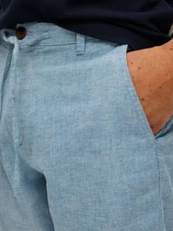 Selected shortsit, COMFORT BRODY LINEN SHORTS Sininen