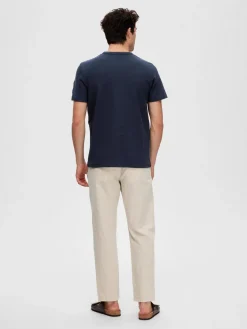 Selected t-paita, JOSEPH PIQUE SS O-NECK Tummansininen