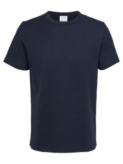 Selected t-paita, JOSEPH PIQUE SS O-NECK Tummansininen