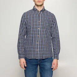 Signal miesten kauluspaita Sunesi Small Check, sininen ruutu