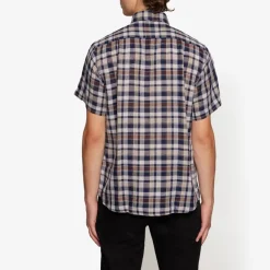 Signal miesten kauluspaita, HUGIN SLUB CHECK Ruskea Ruutu