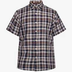 Signal miesten kauluspaita, HUGIN SLUB CHECK Ruskea Ruutu