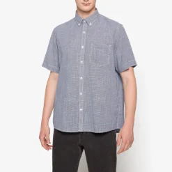 Signal miesten lyhythihainen kauluspaita, PITT STRUCTURE Sininen Kuosi