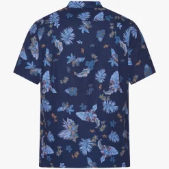 Signal miesten pikeepaita, TRAMP PRINT COTTON LINEN Sininen Kuosi