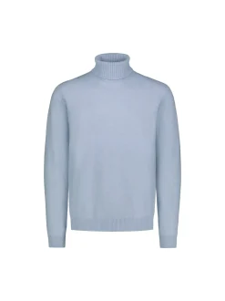 Sinnuu Miehet Pooloneule Rollneck Fine, Made in Italy vaaleansininen