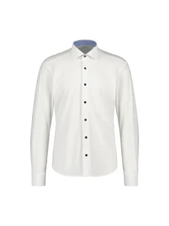 Sinnuu Miesten Kauluspaita, Contrast, Technical Performance Shirt LS, Valkoinen