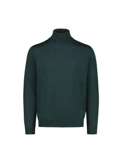 Sinnuu miesten pooloneule Rollneck Merino Wool Made in Italy, tummanvihreä