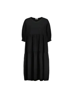 Sinnuu Naisten Mekko SINNUU LINEN DRESS 3/4 FRILL Musta