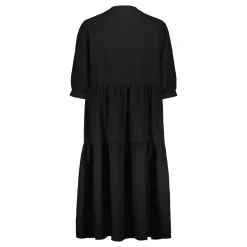 Sinnuu Naisten Mekko SINNUU LINEN DRESS 3/4 FRILL Musta