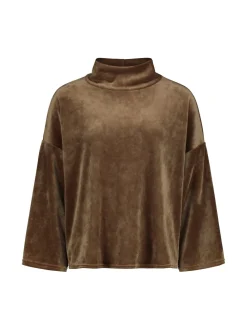 Sinnuu naisten paita Caya Velvet Sweater, tummanruskea