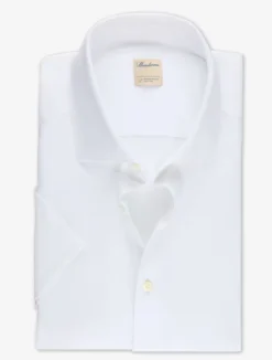 Stenströms miesten lyhythihainen kauluspaita, SLIM LINE FOUR WAY SS Valkoinen