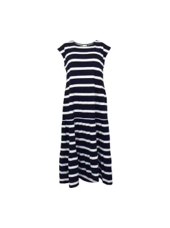 S.T.I naisten mekko, JOY STRIPE TRICOT DRESS 118CM Raidallinen Sininen