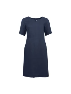 S.T.I naisten pellavamekko, CARENNE LINEN DRESS 100CM Tummansininen