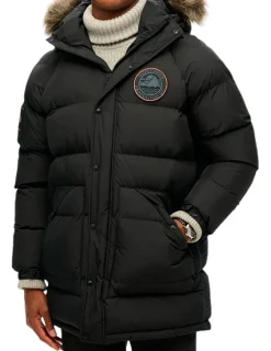 Superdry Miesten Parkatakki, Everest Longline Baffled Parka Musta