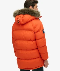 Superdry miesten parkatakki Everest Longline Baffled Parka, oranssi