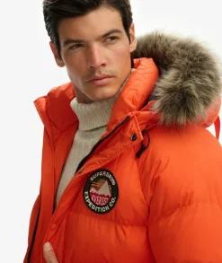 Superdry miesten parkatakki Everest Longline Baffled Parka, oranssi