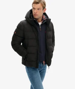 Superdry Miesten Talvitakki, Hooded Sports Puffer Jacket Musta
