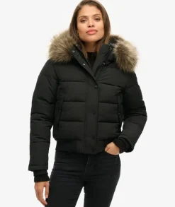 Superdry naisten takki Everest Hooded Bomber Jkt, musta
