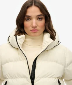 Superdry naisten takki Hooded Sports Puffer Jacket, luonnonvalkoinen