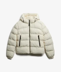 Superdry naisten takki Hooded Sports Puffer Jacket, luonnonvalkoinen