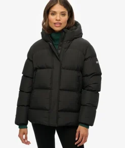 Superdry naisten takki Hooded 5 Baffle Sports Puffer, musta