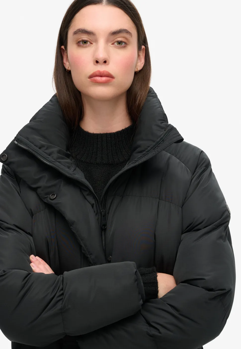 Superdry naisten takki Maxi Longline Puffer Jacket, musta