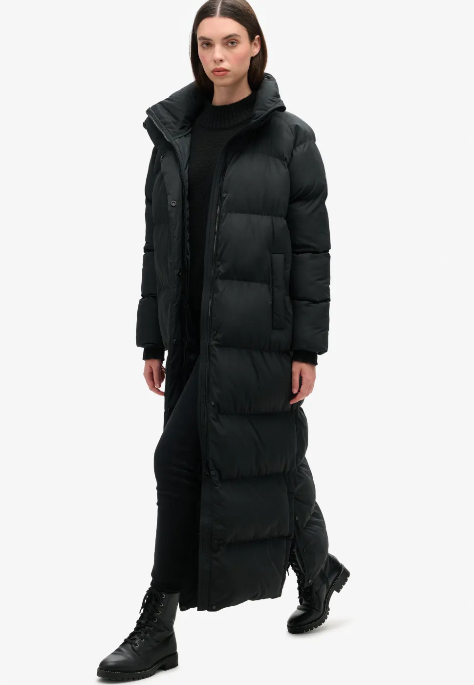 Superdry naisten takki Maxi Longline Puffer Jacket, musta