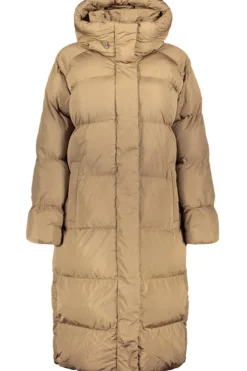 Superdry Naisten Talvitakki, Longline Hooded Puffer Jacket Vaalea Beige