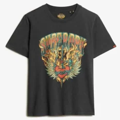 Superdry naisten t-paita, Biker Rock Graphic Relaxed Tee Musta