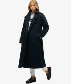 Superdry naisten trenssi Classic Trench Jacket, tummansininen