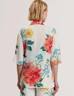 Ted Baker naisten bleiseri, NYMPHA Printed Short Sleeve Blazer Valkopohjainen Kuosi