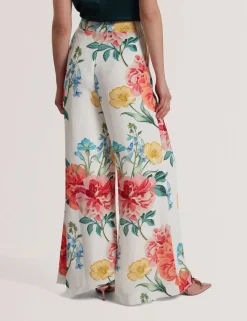 Ted Baker naisten housut, NYMPHAT Printed Trouser Valkopohjainen Kuosi