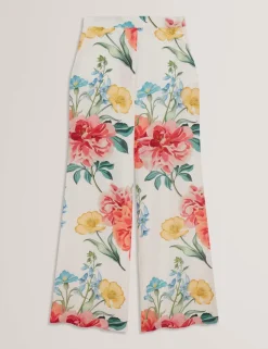 Ted Baker naisten housut, NYMPHAT Printed Trouser Valkopohjainen Kuosi