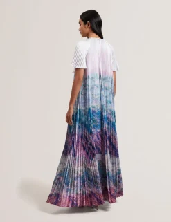Ted Baker naisten maximekko, DEELIAA Short Sleeve Pleated Maxi Dress Vaaleanpunainen Kuosi