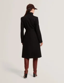 Ted Baker naisten villakangastakki, ROSE MID LENGHT BELTED WOOL COAT Musta