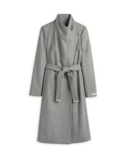 Ted Baker Naisten Villakangastakki, Rose Midi Wool Wrap Coat Vaaleanharmaa