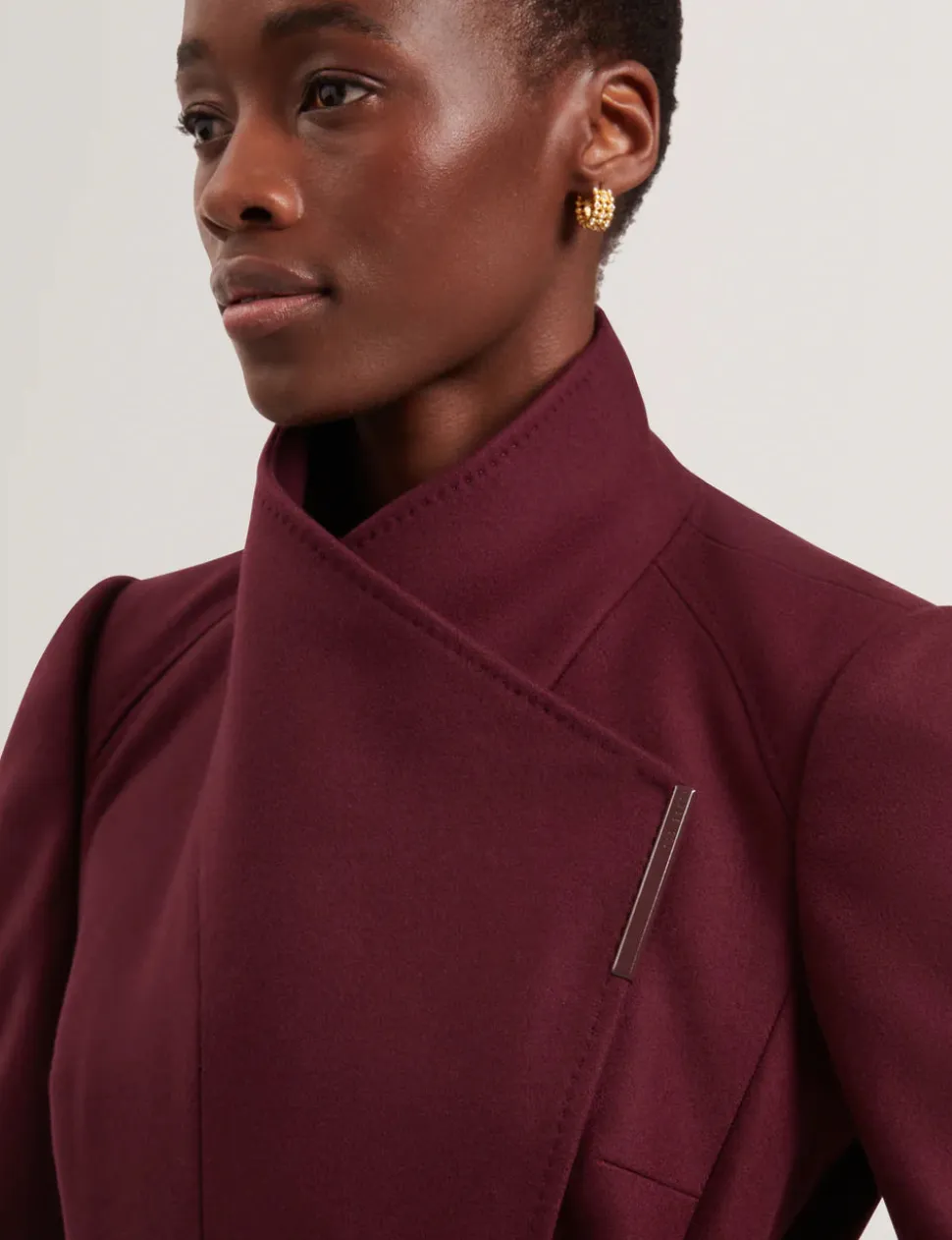 Ted Baker Rose Mid Length Belted Wool Wrap Coat, Viininpunainen