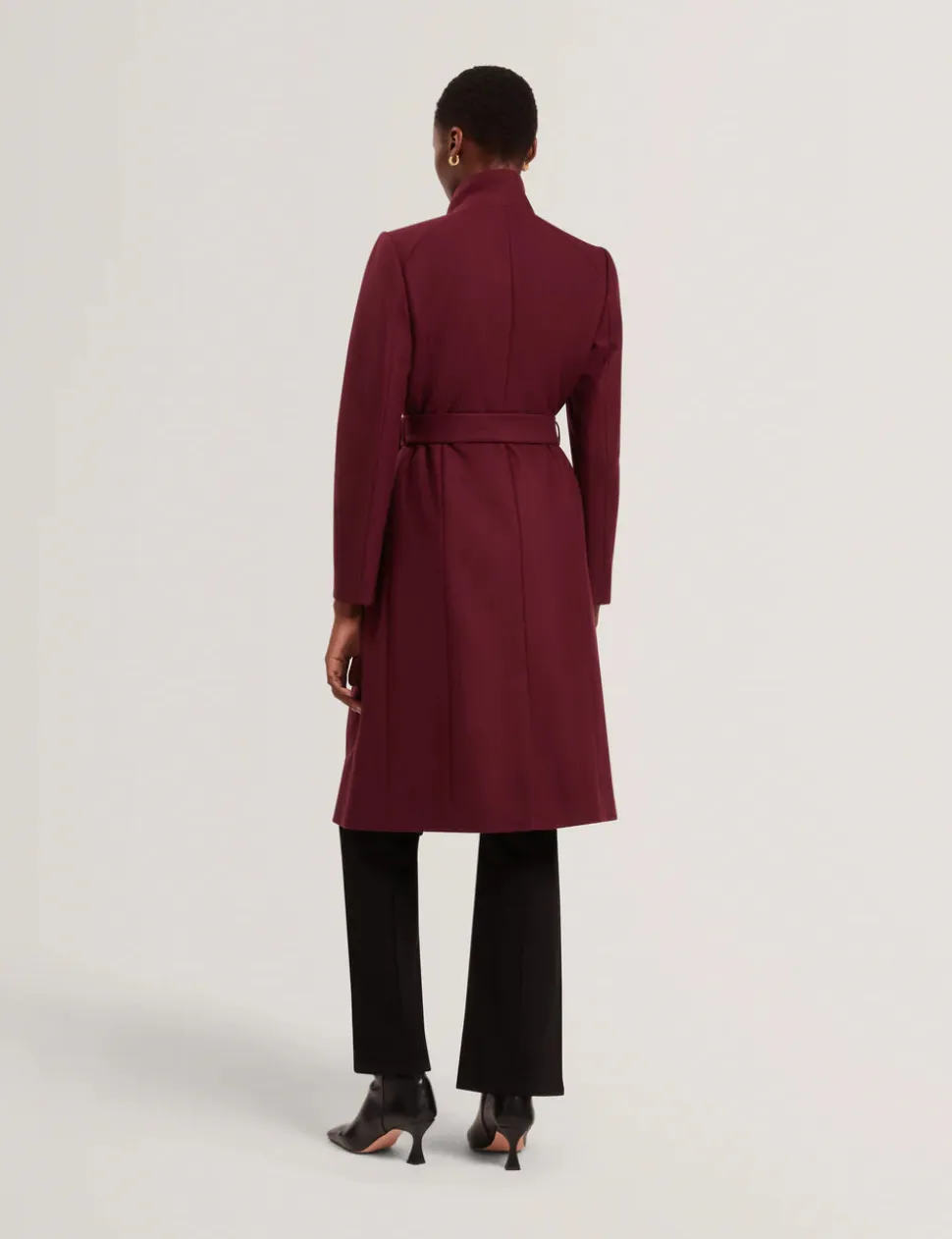 Ted Baker Rose Mid Length Belted Wool Wrap Coat, Viininpunainen