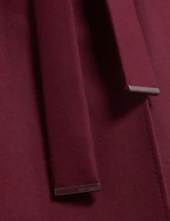 Ted Baker Rose Mid Length Belted Wool Wrap Coat, Viininpunainen
