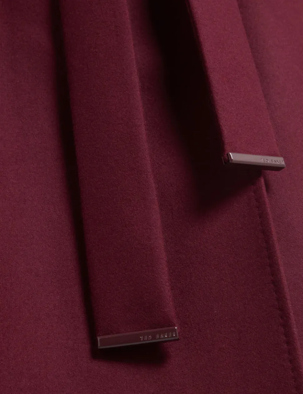 Ted Baker Rose Mid Length Belted Wool Wrap Coat, Viininpunainen