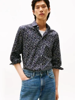 Tommy Hilfiger kauluspaita, CL - FLOWER PRINT SWS SHIRT Sininen Kuosi