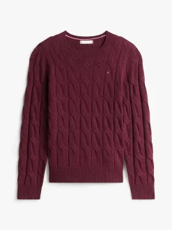 Tommy Hilfiger K-soft wool cable c-nk, viininpunainen